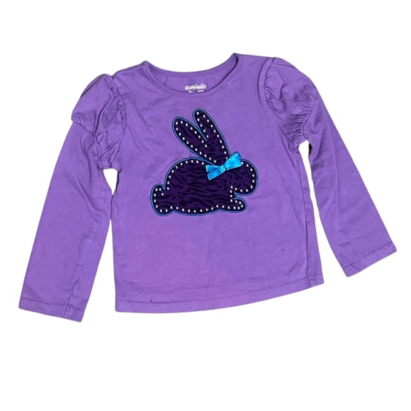 Toddler Girls Purple Puff Sleeve Bunny Crew Neck Long Sleeve Tee Size 3T - Picture 1 of 4